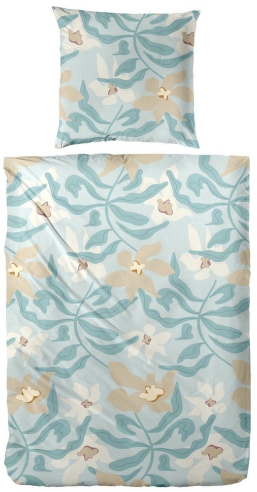 Westminster Biber Bettwäsche 135x200 Blätter Blüten beige mint sand 172169-57 Bild 1