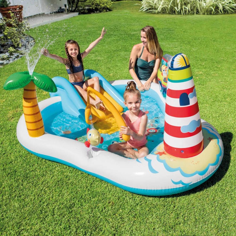 Intex 'Playcenter Fishing Fun' Planschbecken, 188 x 99 x 218 cm, inkl. Wasserrutsche, Fische, Angel, Sprühdusche Bild 1