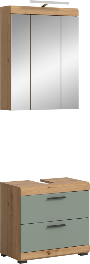 Xonox Scout Badkombination (B/H/T: 60x191x34 cm) in Salbei und Artisan Eiche Nachbildung Bild 1