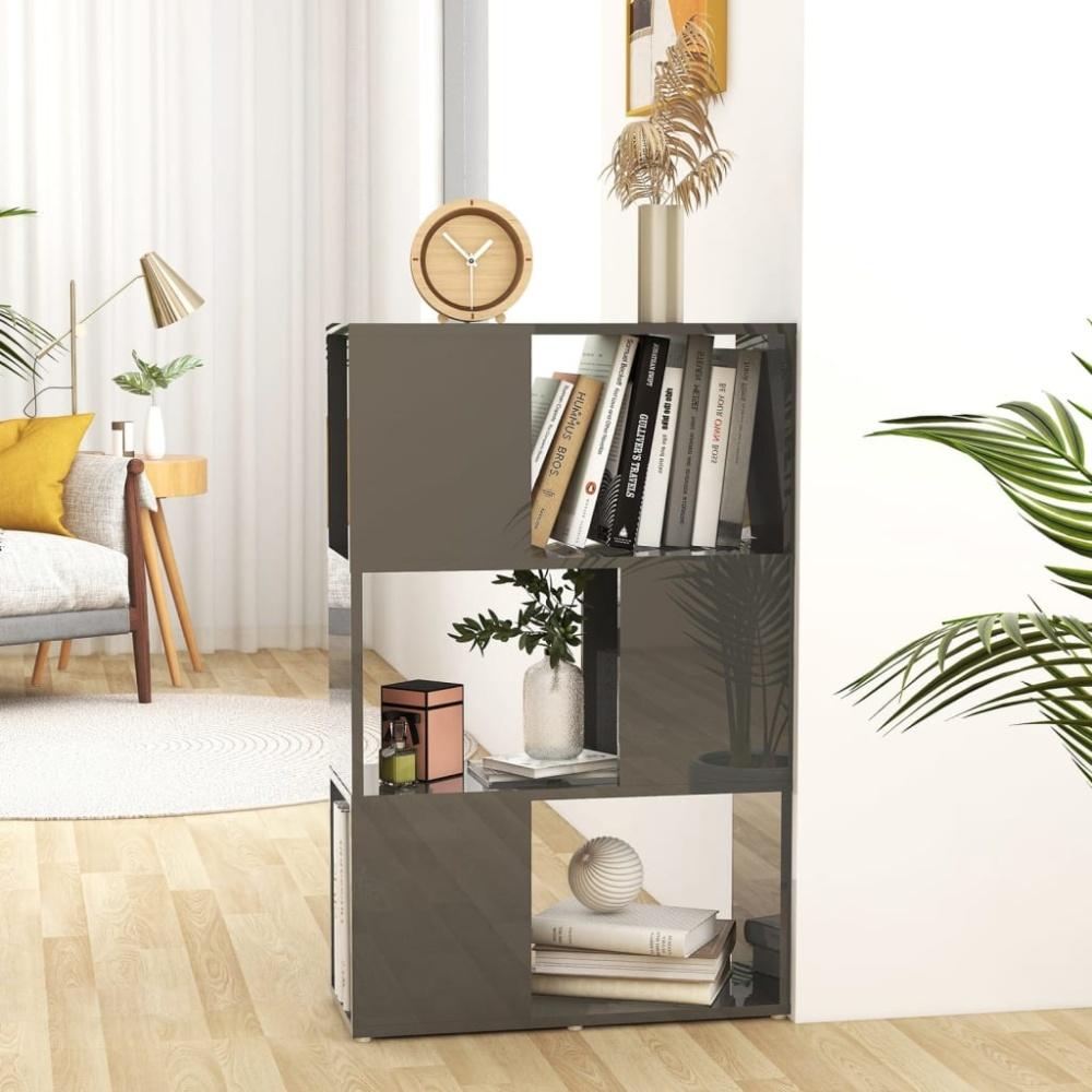 vidaXL Bücherregal Raumteiler Hochglanz-Grau 60x24x94 cm Holzwerkstoff 809079 Bild 1