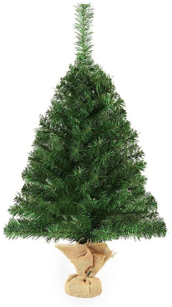 Salcar Künstlicher Weihnachtsbaum Kleiner Tannenbaum Künstlich Weihnachtsbaum Weihnachtsdeko Tischdeko, Nordmanntanne, 90cm mit 112 Spitzen, juteverkleidetem Weihnachtsbaumständer aus Beton Bild 1