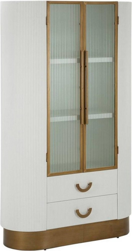Dmora Vitrine Sable, Glas-Sideboard, Mehrzweckvitrine, Hängendes Bücherregal mit Glastüren, 85x40 h160 cm, Weiß und Braun Bild 1
