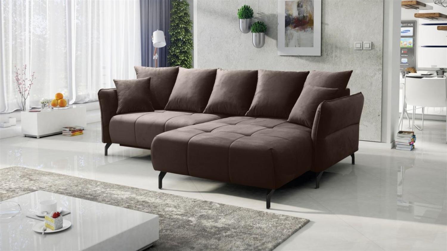 Ecksofa Schlafsofa Sofa SADIE Stoff Element Braun Ottomane Rechts Bild 1