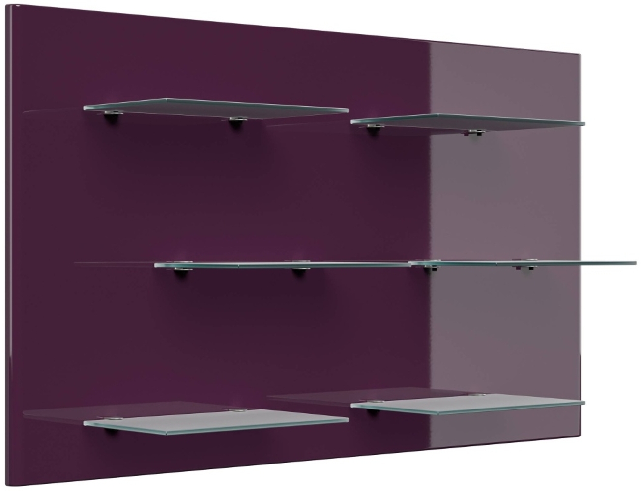 Wandregal Emotion 6 Glasablagen 104x60 cm Brombeer : Weissmatt / Brombeere hochglanz Bild 1