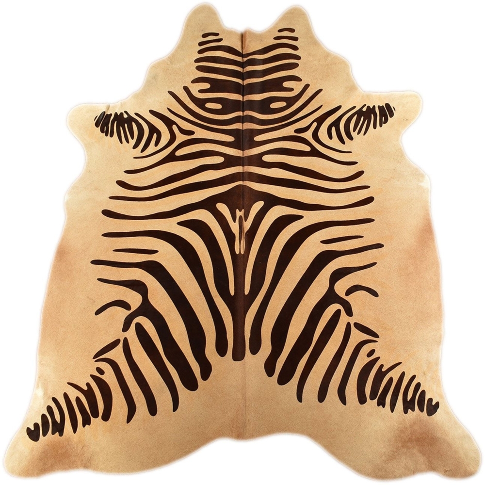 KUHFELL online & NOMAD Fellteppich KUHFELL STIERFELL RINDERFELL ZEBRA HELLBRAUN BEIGE MIT ZEBRA PRINT Bild 1