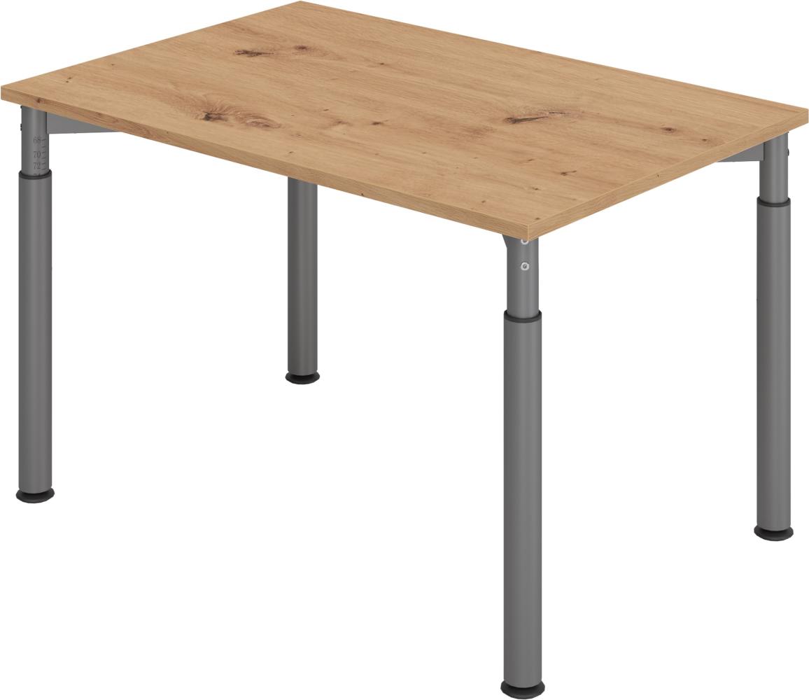 bümö® Schreibtisch Y-Serie höhenverstellbar, Tischplatte 120 x 80 cm in Asteiche, Gestell in graphit Bild 1