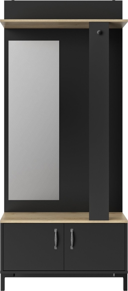 CaliCosy Eingangsmöbel Schwarz 2 Türen und ein Spiegel – Hergestellt in Frankreich - Schwarz Bild 1