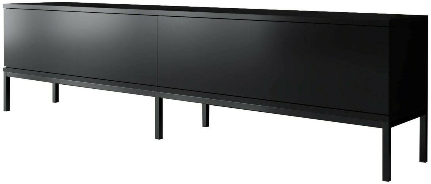 Dmora Fernsehschrank Espero, Ständer für Wohnzimmerfernseher, Niedriges Wohnzimmer-Sideboard, TV-Ständerbasis, 180x30h47 cm, Schwarz Bild 1