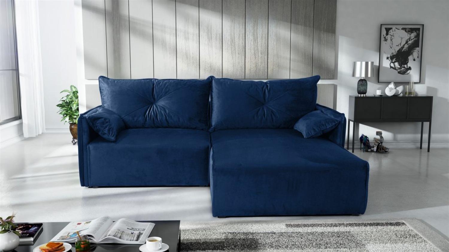 Ecksofa mit Schlaffunktion HUNTER XS in Stoff Royal Blau Ottomane Rechts Bild 1