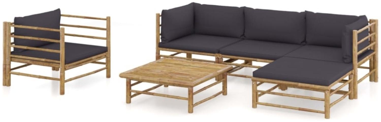 vidaXL 6-tlg. Garten-Lounge-Set mit Dunkelgrauen Kissen Bambus 3058196 Bild 1