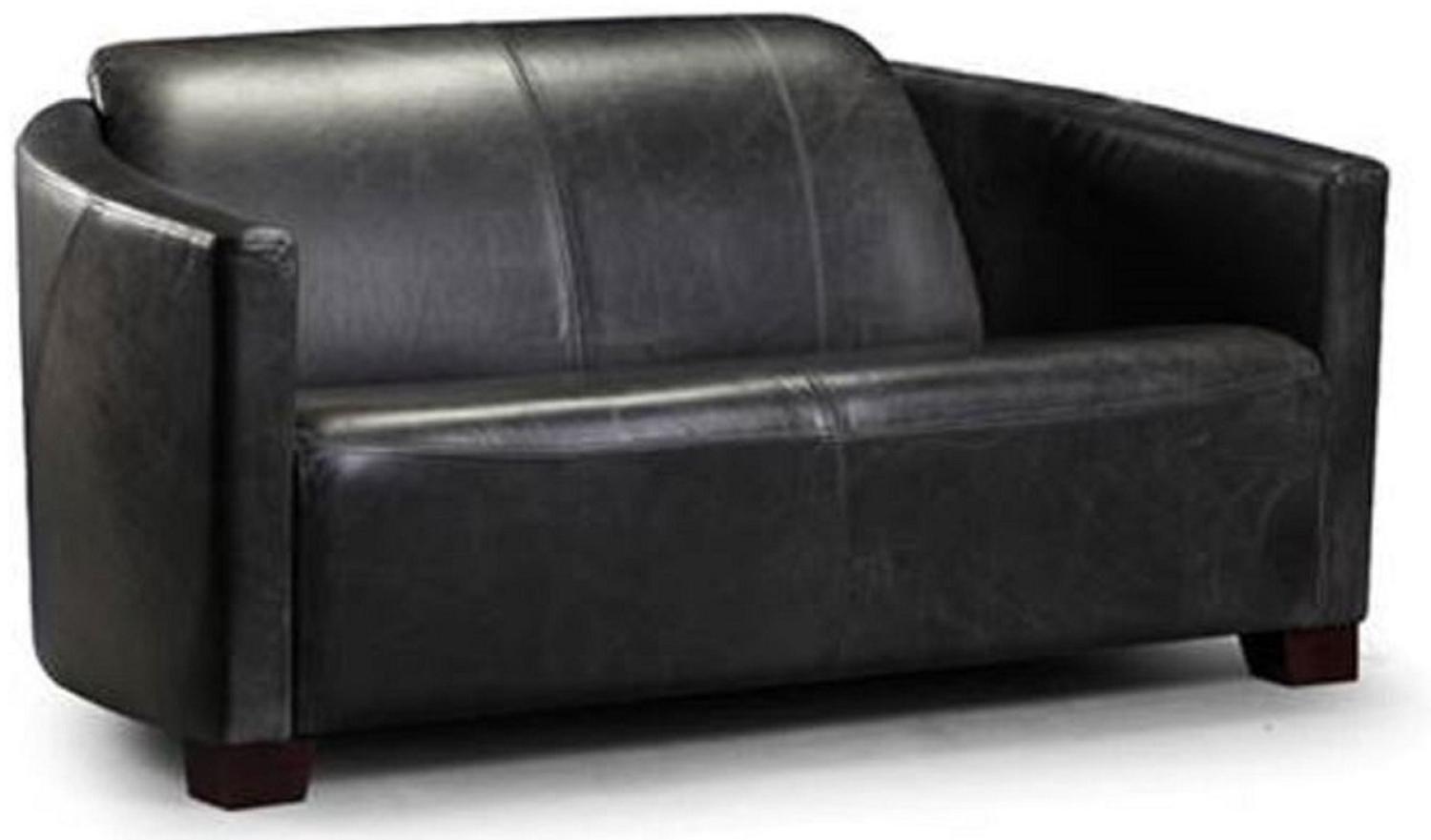 Casa Padrino Luxus Leder 3er Sofa Vintage Schwarz / Dunkelbraun 182 x 83 x H. 70 cm - Echtleder Wohnzimmer Sofa - Wohnzimmer Möbel - Luxus Kollektion Bild 1