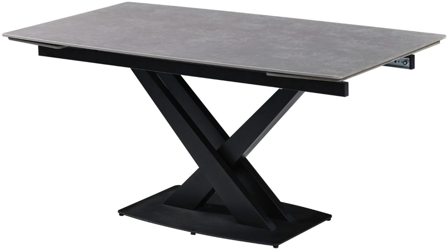 Ausziehtisch Sanremo - 160/220x90 cm - gesinterter Stein hellgrau - Gestell X-Form Bild 1