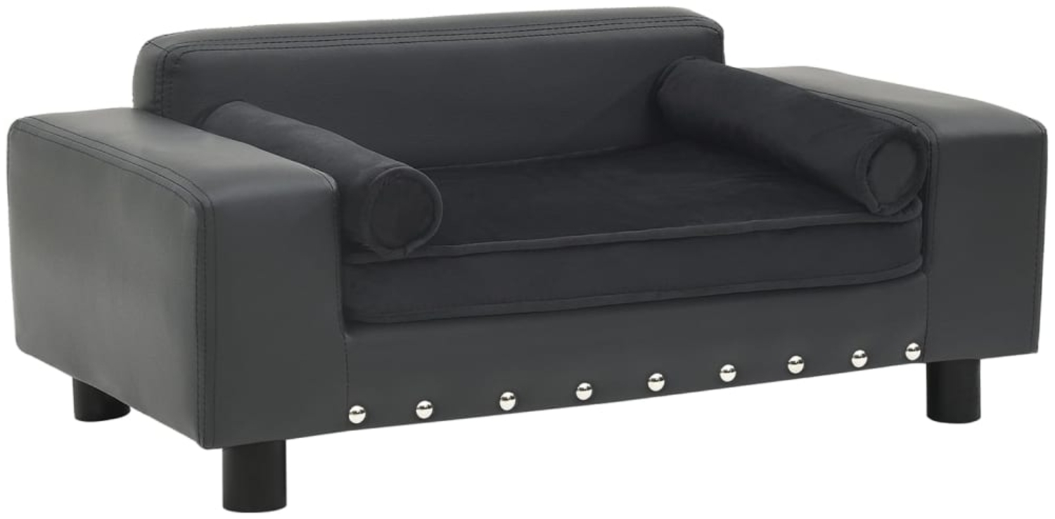 vidaXL Hundesofa Dunkelgrau 81x43x31 cm Plüsch und Kunstleder 171044 Bild 1