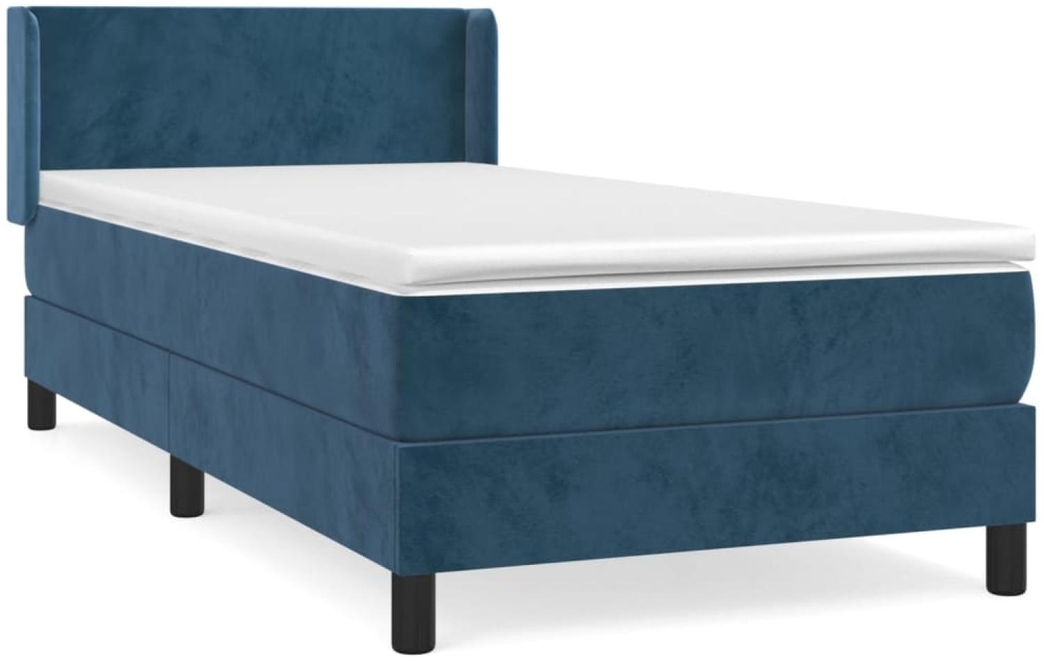 vidaXL Boxspringbett mit Matratze Dunkelblau 90x200 cm Samt 3130821 Bild 1
