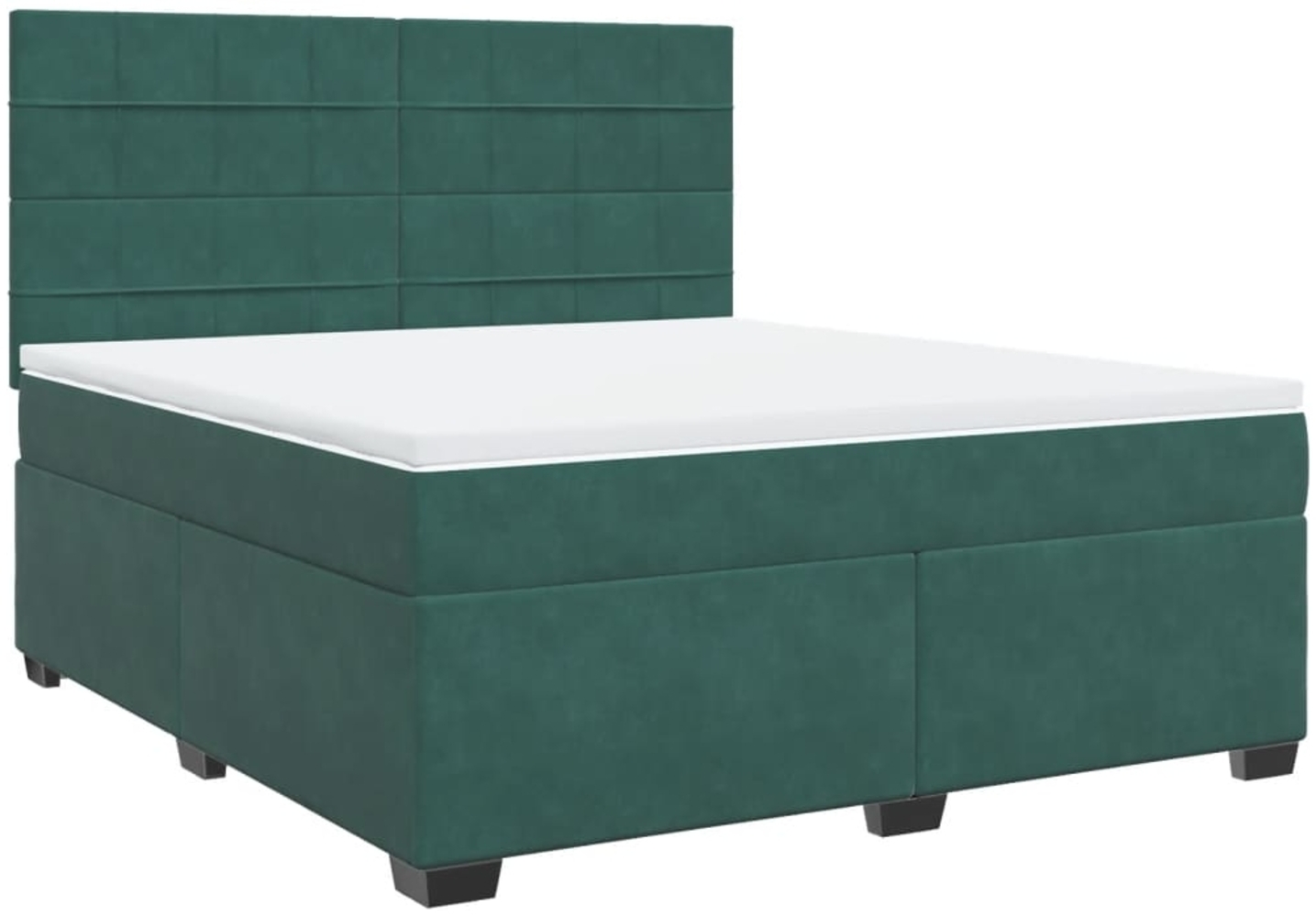 vidaXL Boxspringbett mit Matratze Dunkelgrün 180x200 cm Samt 3290981 Bild 1