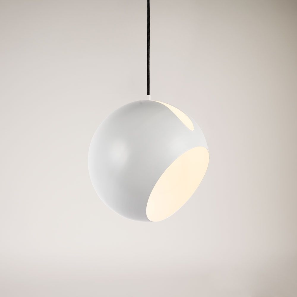 s.luce Ball Metall Pendelleuchte mit drehbarem tauschbaren Schirm Weiß Ø 30cm Bild 1