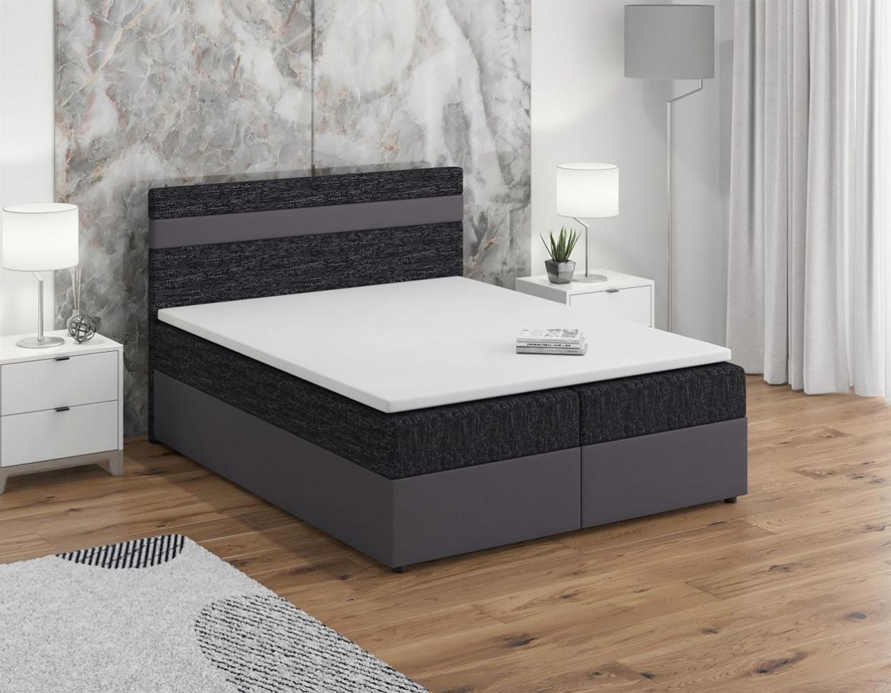 Boxspringbett INVERN 180x200cm Grau-Schwarz Bild 1