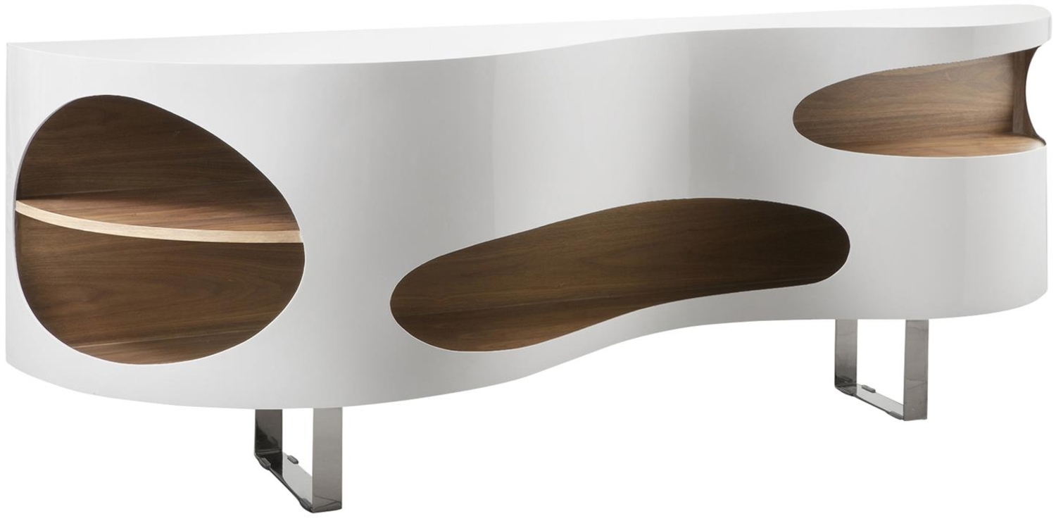 Sideboard MDF Metall Weiß Walnuss Bild 1