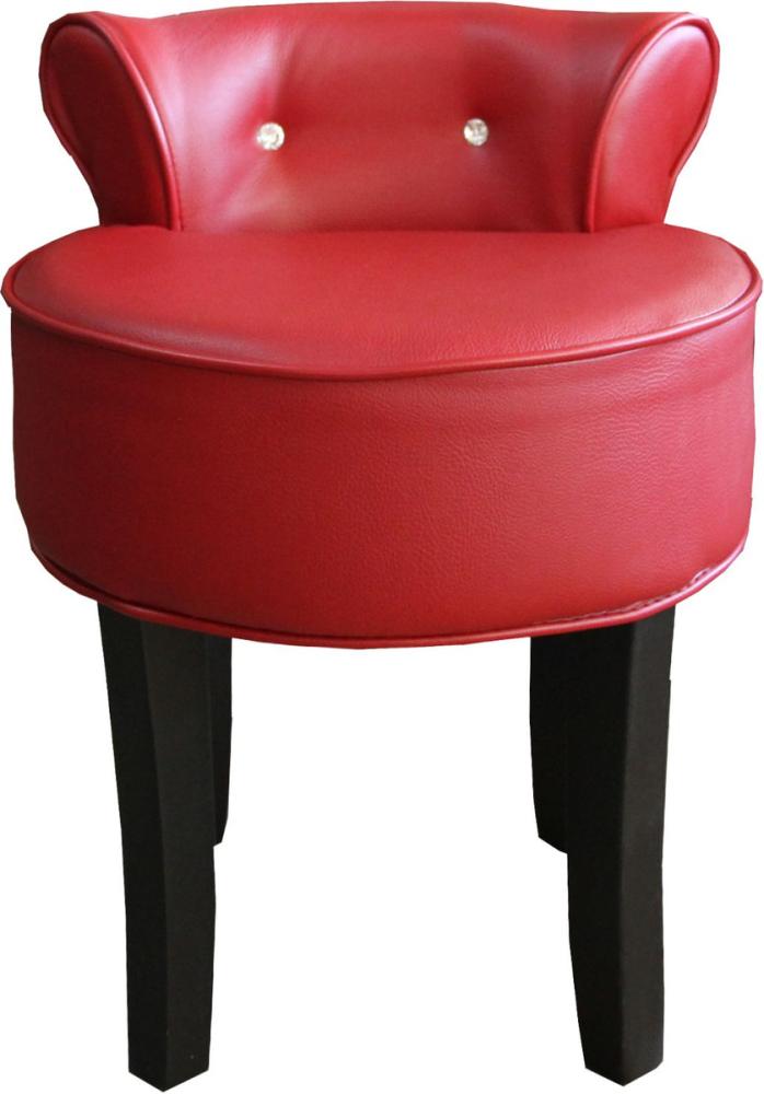 Casa Padrino Designer Hocker Boston Bordeaux-Rot/Schwarz mit Bling Bling Steinen - Barock Schminktisch Stuhl Bild 1