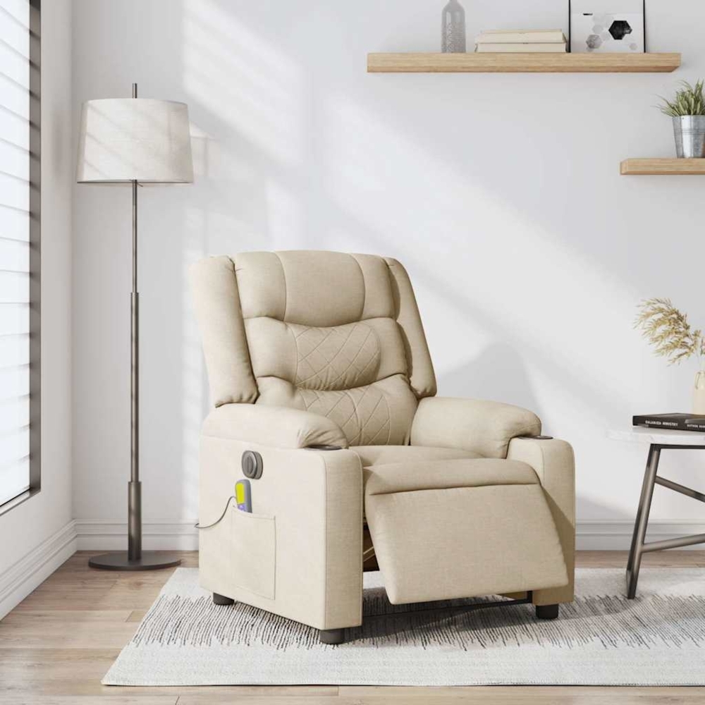 vidaXL Massagesessel Elektrisch Creme Stoff 3310259 Bild 1