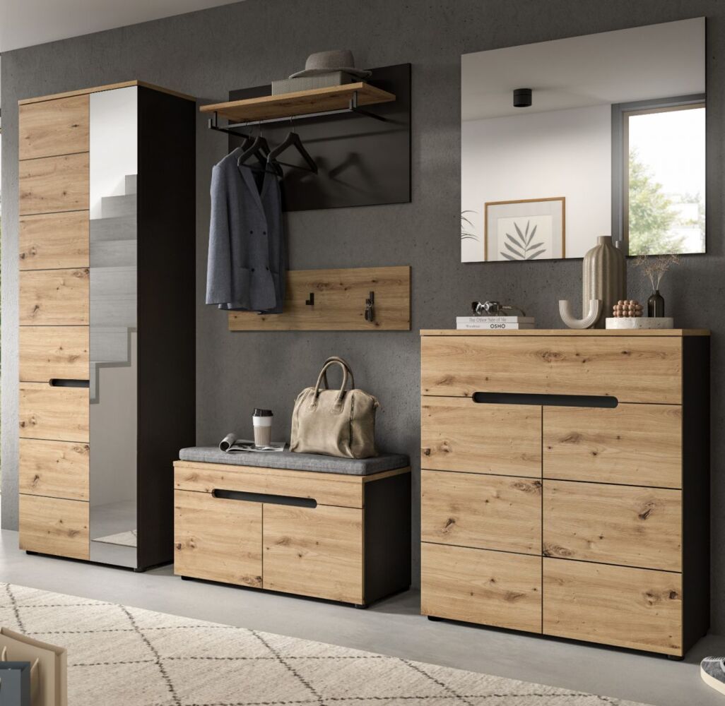 Garderobe Set 6-tlg. Cooper in Eiche und grau 255 cm Bild 1