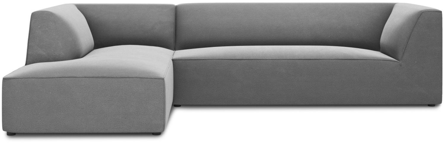 Micadoni 4-Sitzer Samtstoff Modular Ecke links Sofa Ruby | Bezug Grey | Beinfarbe Black Plastic Bild 1