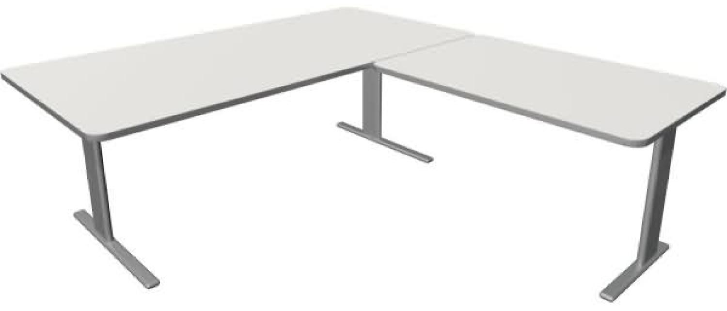 Kerkmann Schreibtisch Unic BxTxH200x100x75cm Anbautisch 120x80cm weiß Bild 1