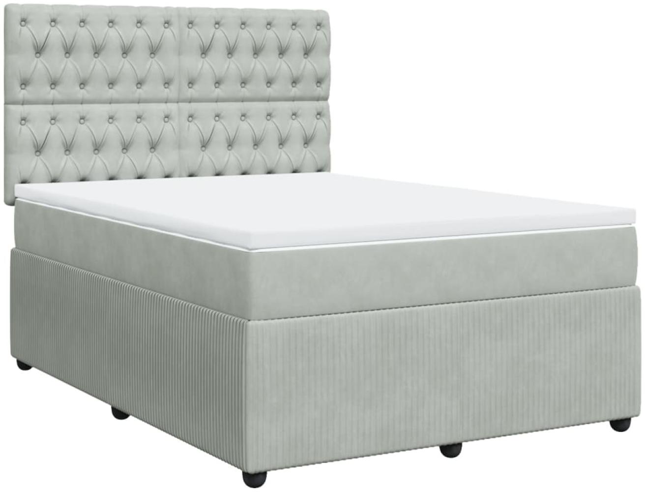 vidaXL Boxspringbett mit Matratze Hellgrau 140x190 cm Samt 3292340 Bild 1