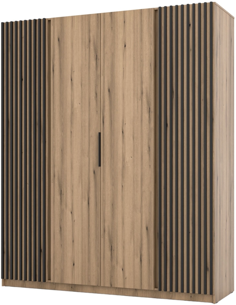 Selsey 'Kaja' Kleiderschrank 4-türig mit seitlichen Lamellen, Eiche Evoke, ca. 239 x 200 x 62 cm Bild 1