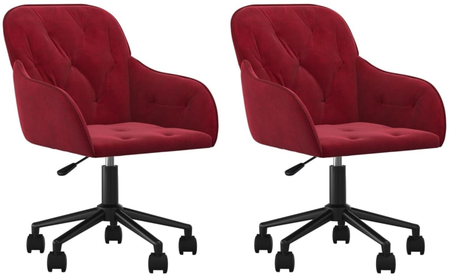 Esszimmerstühle 2 Stk. Drehbar Weinrot Samt, Drehbar [3103426] Bild 1