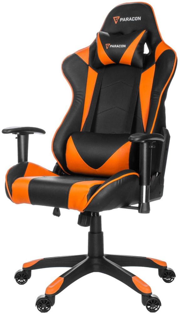 Knight Paracon Gaming Gamer Stuhl Nackenkissen Lendenstütze orange Büro Sessel Bild 1