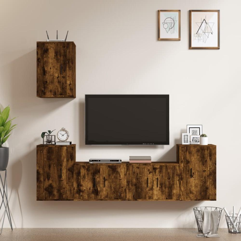 vidaXL 5-tlg. TV-Schrank-Set Räuchereiche Holzwerkstoff 3188571 Bild 1