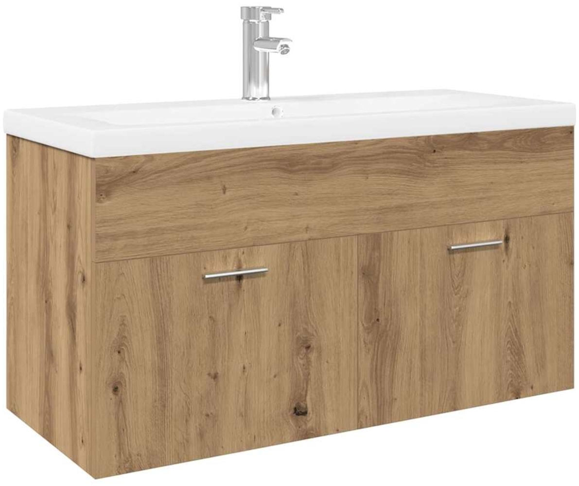 vidaXL Waschbeckenunterschrank mit Einbaubecken Artisan-Eiche 3328910 Bild 1