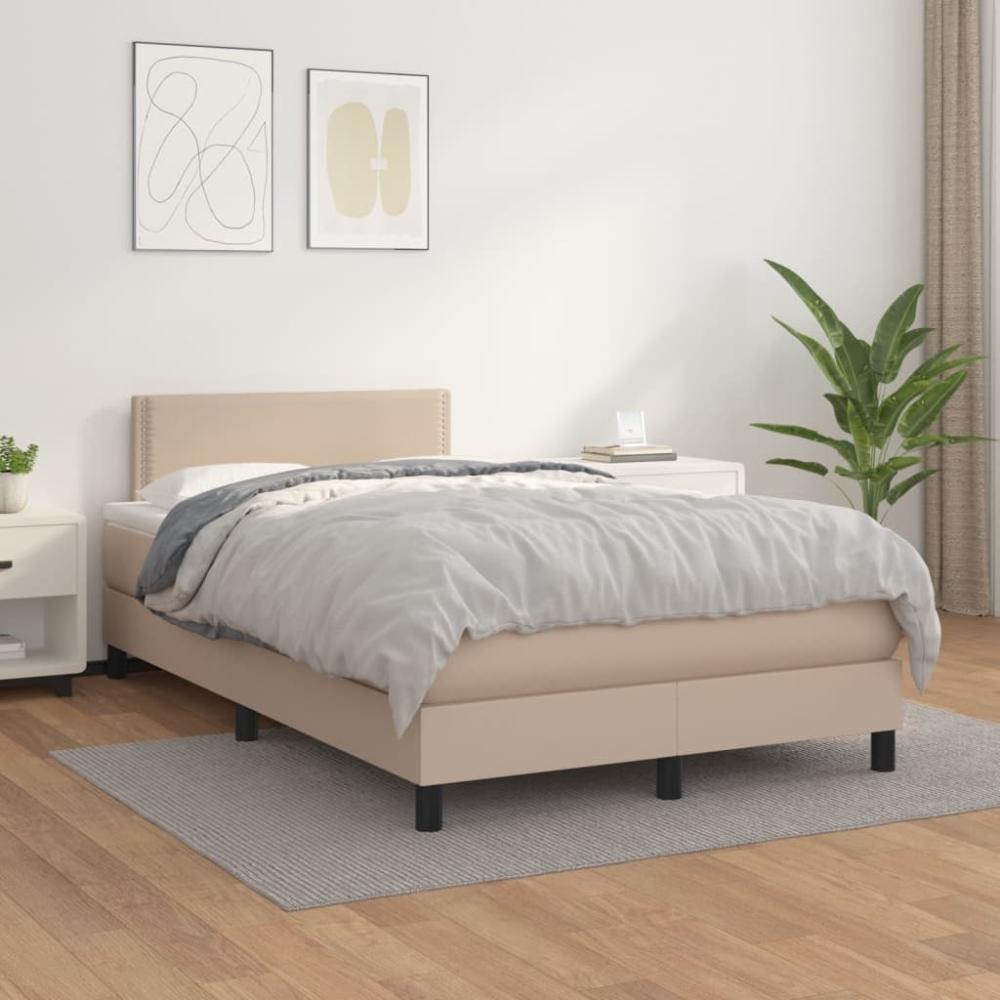 vidaXL Boxspringbett Matratze Cappuccino-Braun 120x200cm Kunstleder, Härtegrad: H2 [3141058] Bild 1