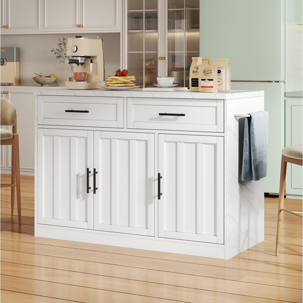 REDOM Küchenwagen Mobiler Buffetschrank, Küchenwagen, (mit Steckdosen,USB-Anschlüsse,1,5m langes Netzkabel,verstellbare Einlegeböden, 1 St, 120 × 60 × 91 cm) Bild 1