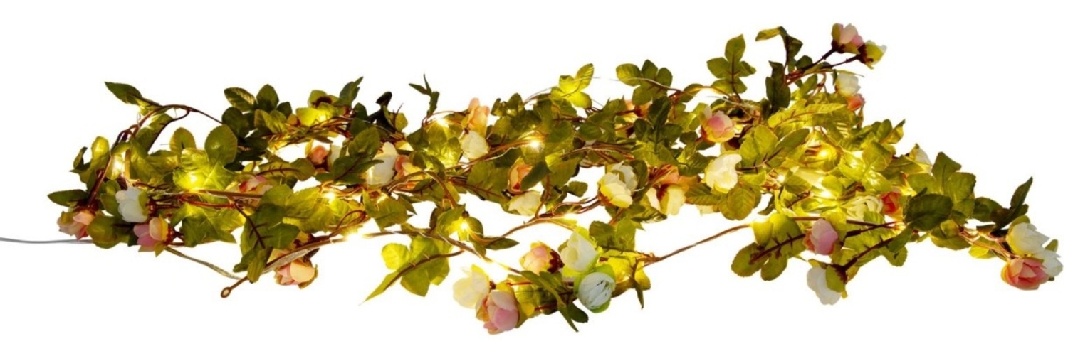 Lichterkette Outdoor LED Strom 4 m Blumen Rosen Kunstblumen Girlande 5268261 Bild 1
