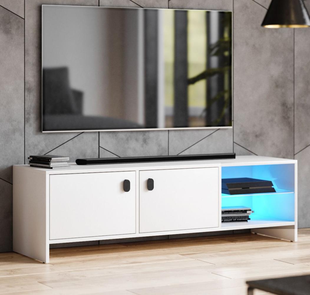 TV-Lowboard Chorus in weiß mit Beleuchtung 140 cm Bild 1