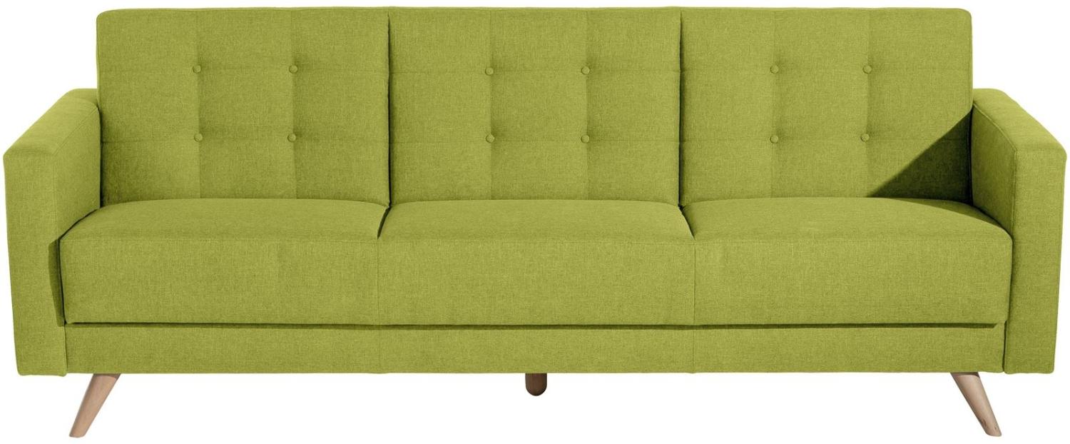 Julian Sofa 3-Sitzer mit Bettfunktion Flachgewebe Apfel Buche Natur Bild 1