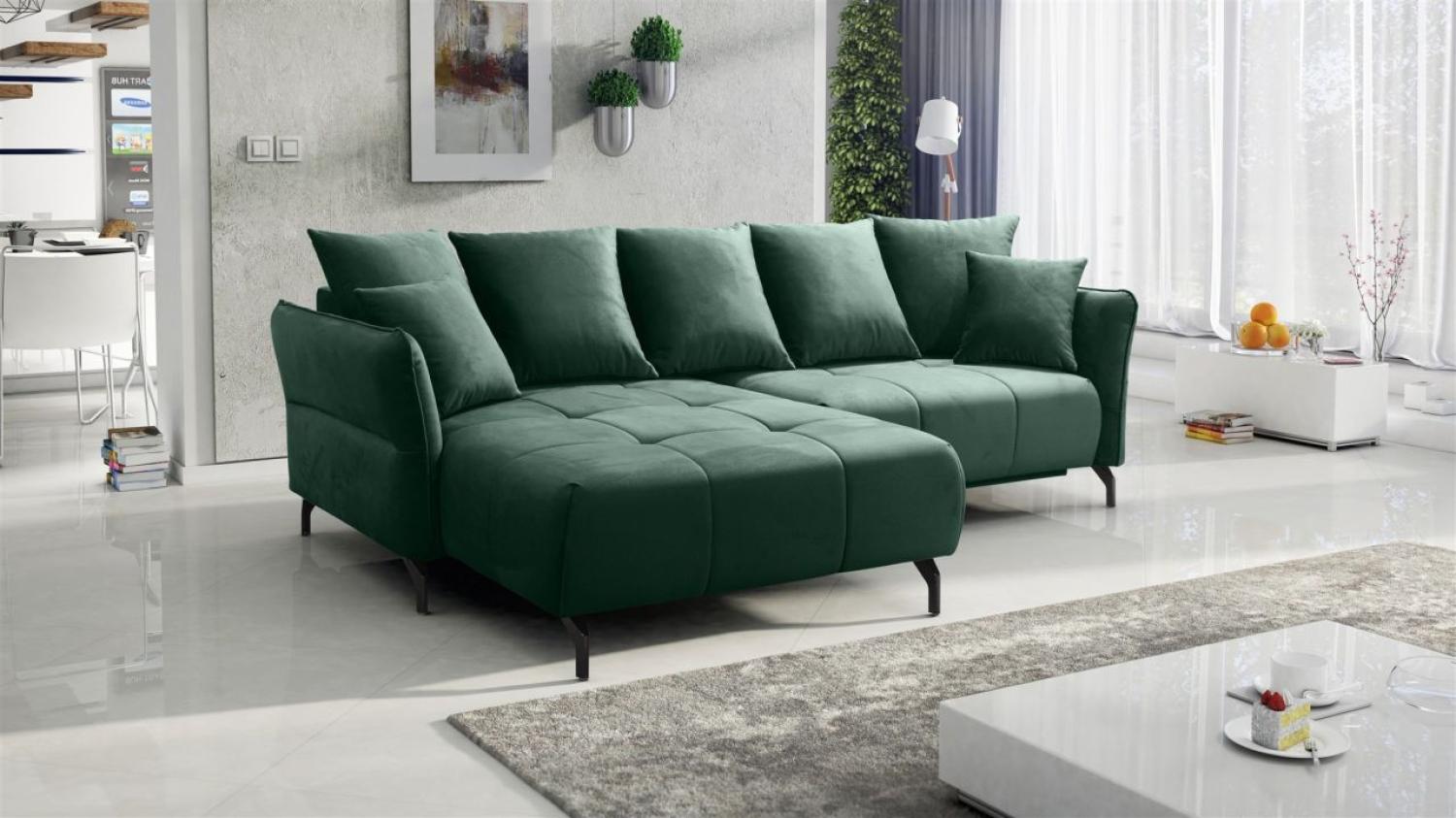 Ecksofa Schlafsofa Sofa SADIE Stoff Element Dunkelgrün Ottomane Links Bild 1
