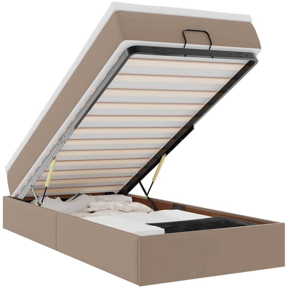 vidaXL Ottoman-Bett mit Matratze Cappuccino-Braun 90x190 cm Kunstleder 3311015 Bild 1