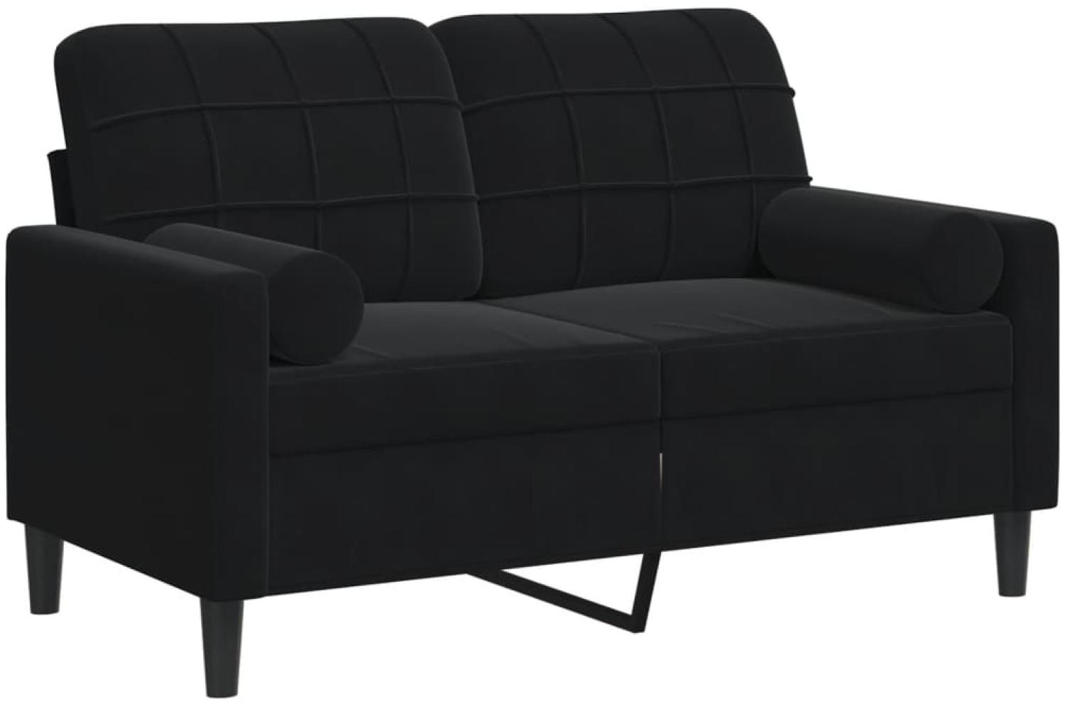 vidaXL 2-Sitzer-Sofa mit Zierkissen Schwarz 120 cm Samt 3278214 Bild 1