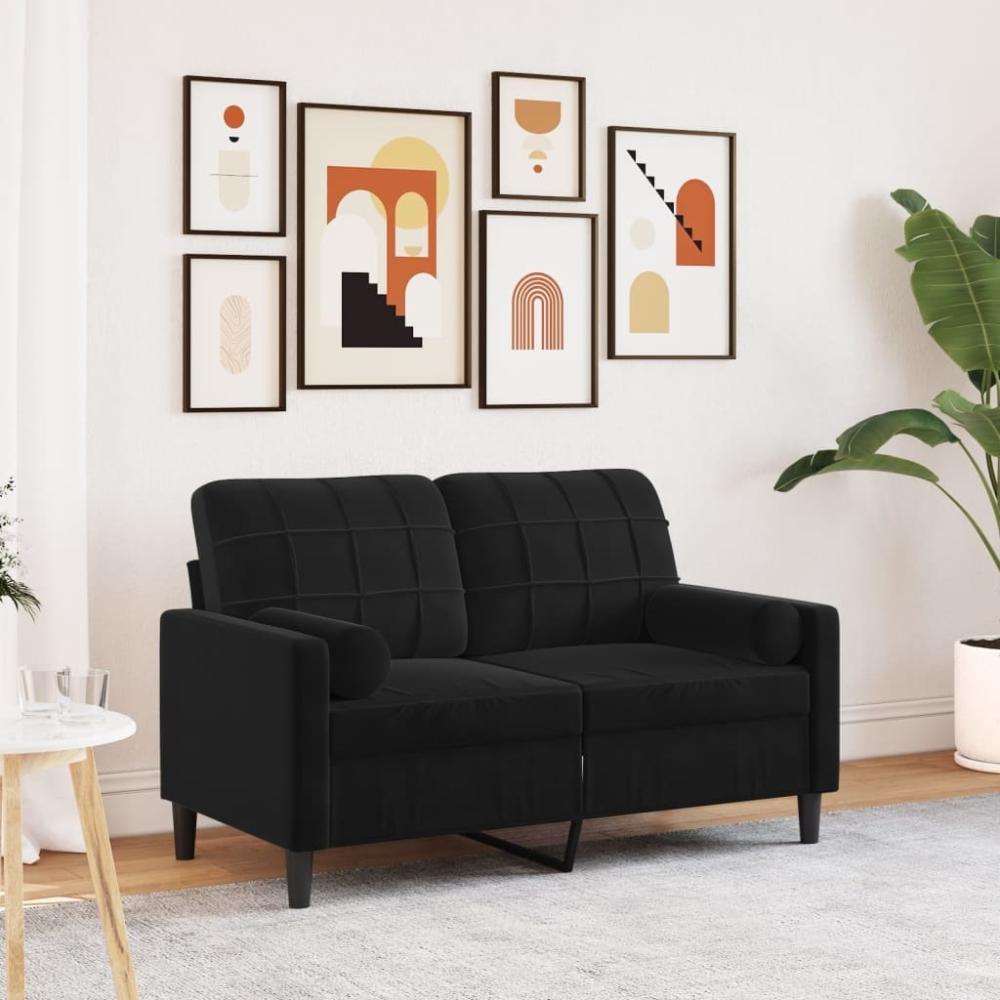 vidaXL 2-Sitzer-Sofa mit Zierkissen Schwarz 120 cm Samt 3278214 Bild 1