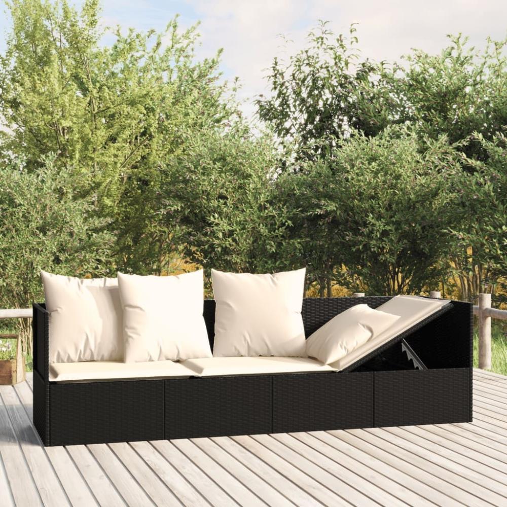 vidaXL Outdoor-Loungebett mit Kissen Schwarz Poly Rattan 319562 Bild 1