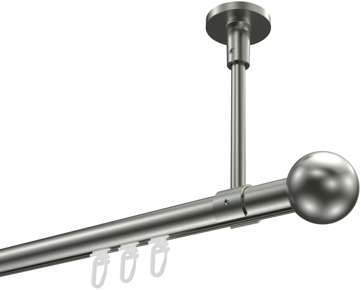 Innenlauf-Gardinenstangen-Set Sonette Luino 320 cm (geteilt in 2 x 160 cm), 1-läufig, 20 mm Ø Edelstahl-Optik Bild 1