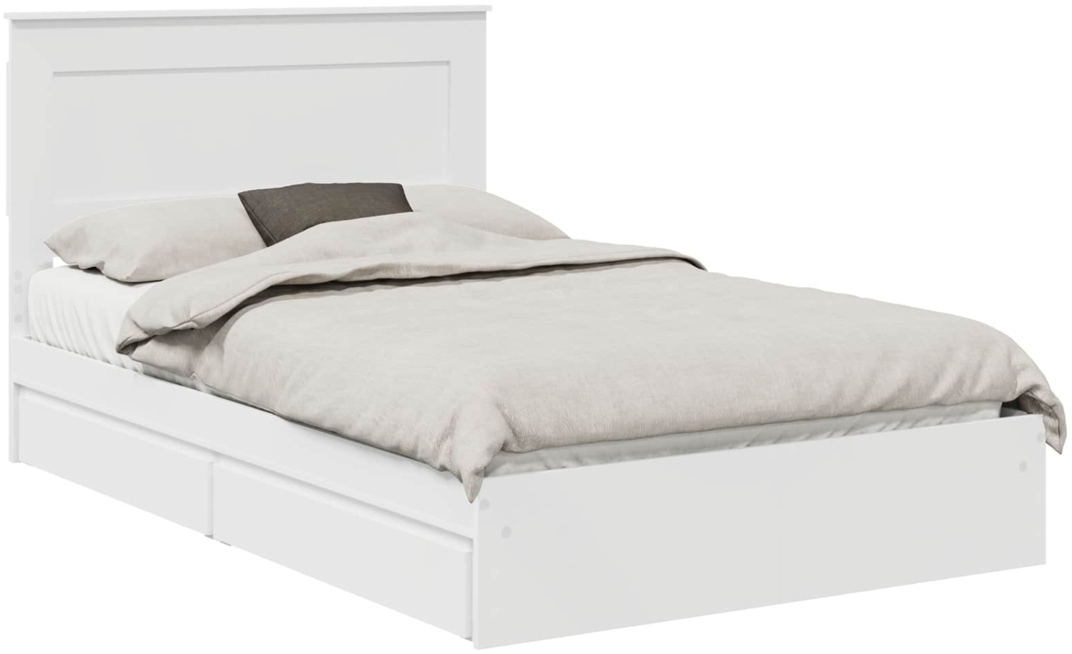 vidaXL Aufbewahrungsbett mit Kopfteil Weiß 135x190 cm Holzwerkstoff 3410249 Bild 1