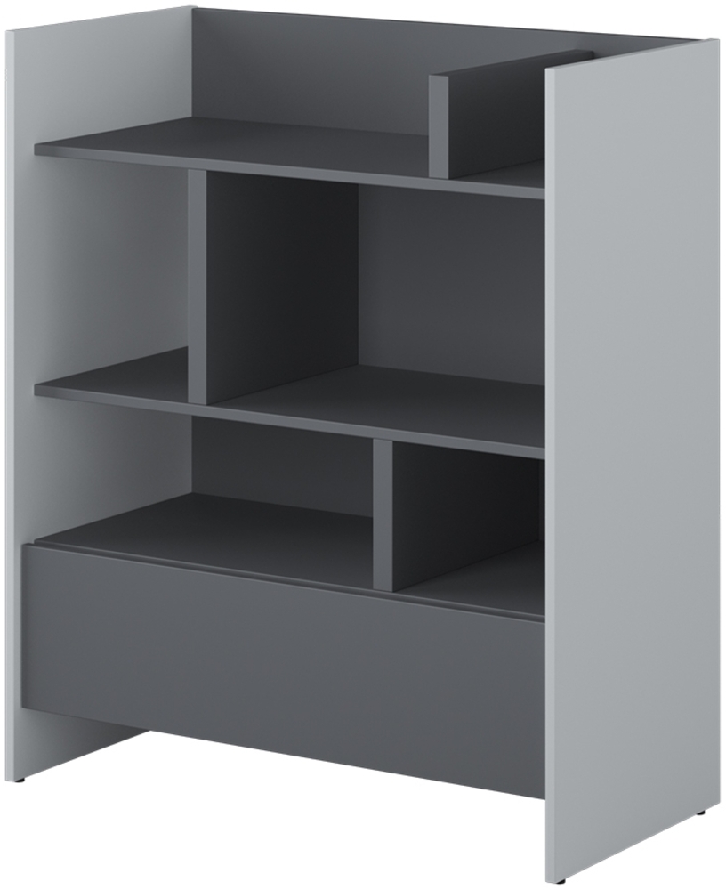 MEBLINI Wohnzimmerschrank für Schrankbett Bed Concept - Hochschrank mit Regalen, Fächern und Schublade - BC-25 - Grau/Graphit Bild 1