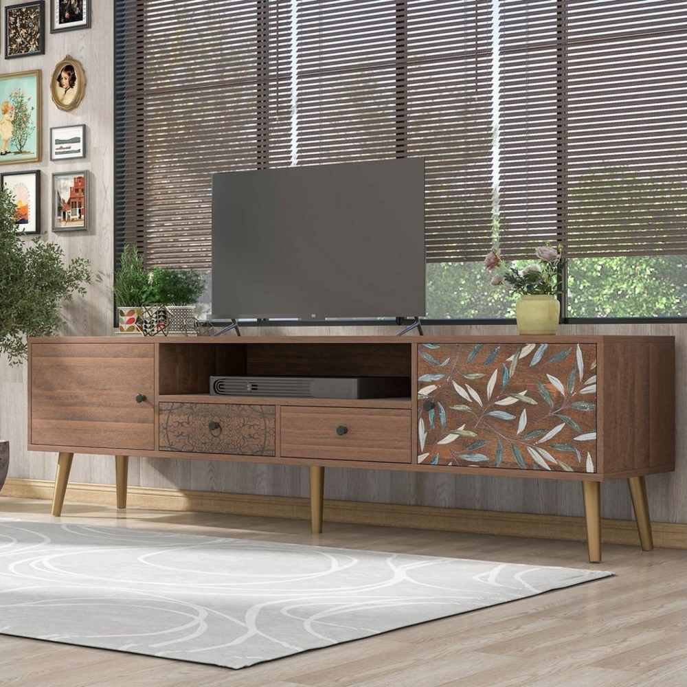 HAUSS SPLOE TV-Schrank TV-Lowboards TV Schrank Fernsehschrank TV-Tisch Goldene Füße"- Lowboard mit Aufdruck. Bild 1