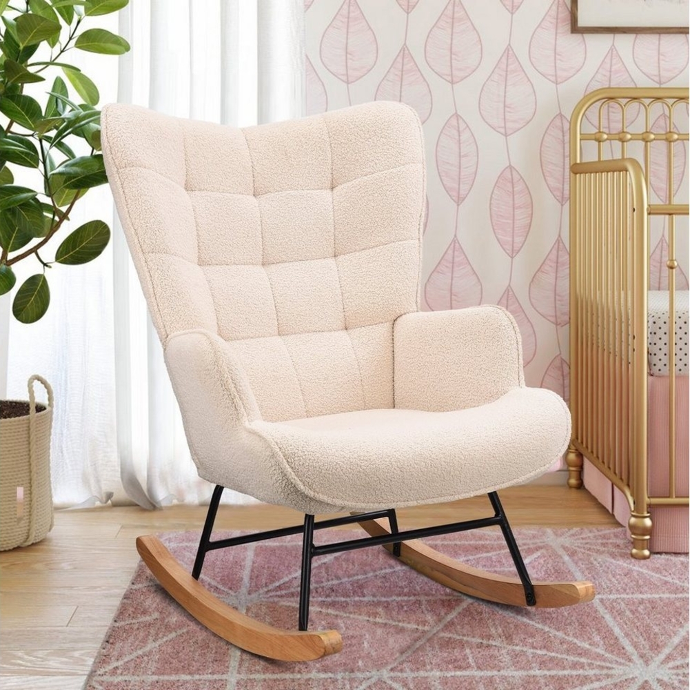SEEZSSA Schaukelstuhl Schaukelstuhl Stillsessel Relaxsessel Schaukelsessel, Mit Holzkufen Wohnzimmersessel für Schlafzimmer Kinderzimmer Bild 1