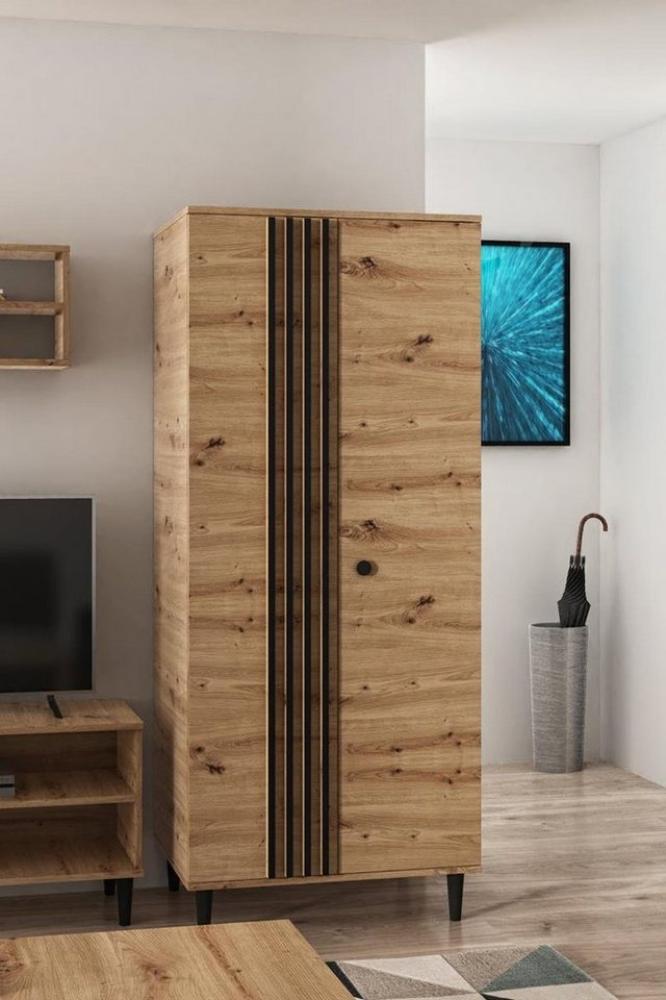 Beautysofa Garderobenschrank L10 (zweitürig Garderobe mit Lamellen,mit Kleiderstange) Bild 1