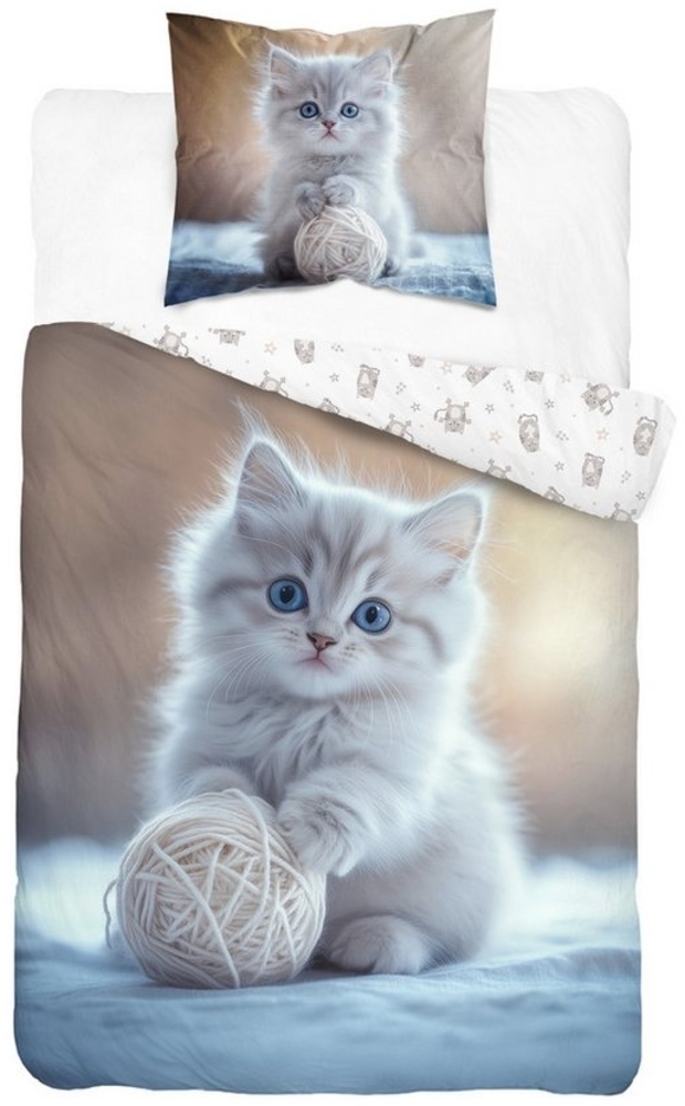 Detexpol Bettwäsche Katzenbaby Kitten 140x200 cm + 70x80 cm 100% Baumwolle, Baumwolle, 2 teilig Bild 1